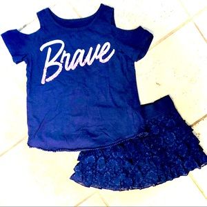 Justice 2 pc navy blue set, skirt & shirt, sz 10